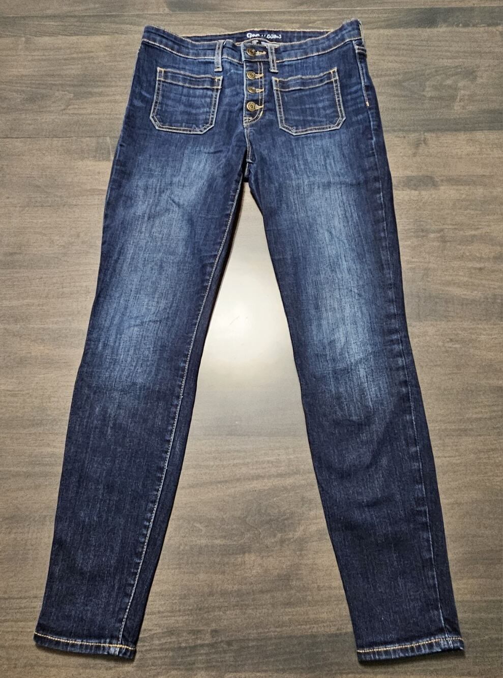 Gap Legging Jeans Women 6/28R Dark Indigo Patch Pocket Button Fly Skinny Stretch